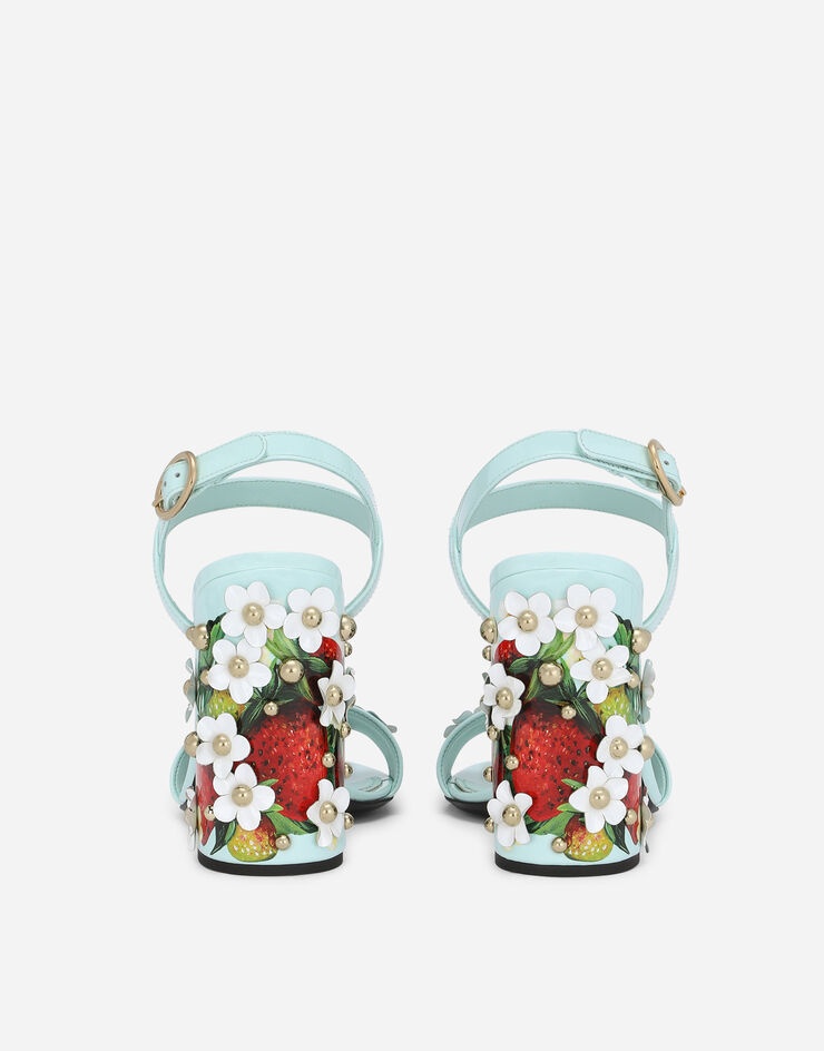 Patent leather sandals with embroidery and studs - 3