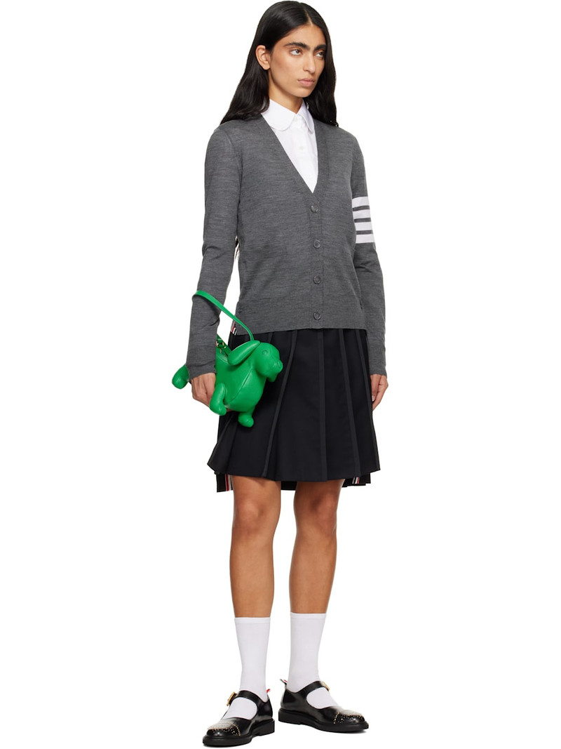 Thom Browne Gray Merino Wool 4-Bar Relaxed Fit V-Neck Cardigan outlook