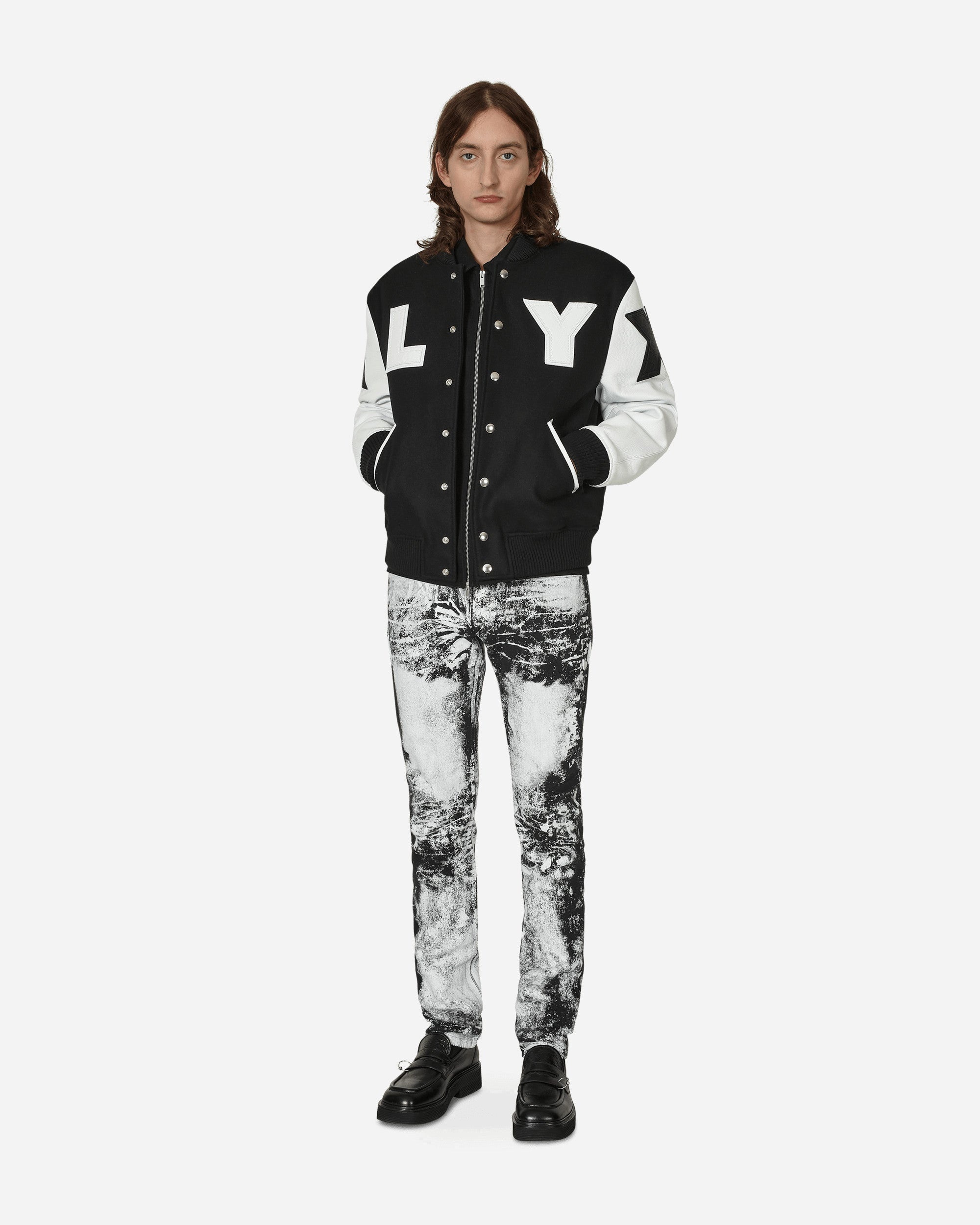 Leather Patch Logo Varsity Jacket Black - 5