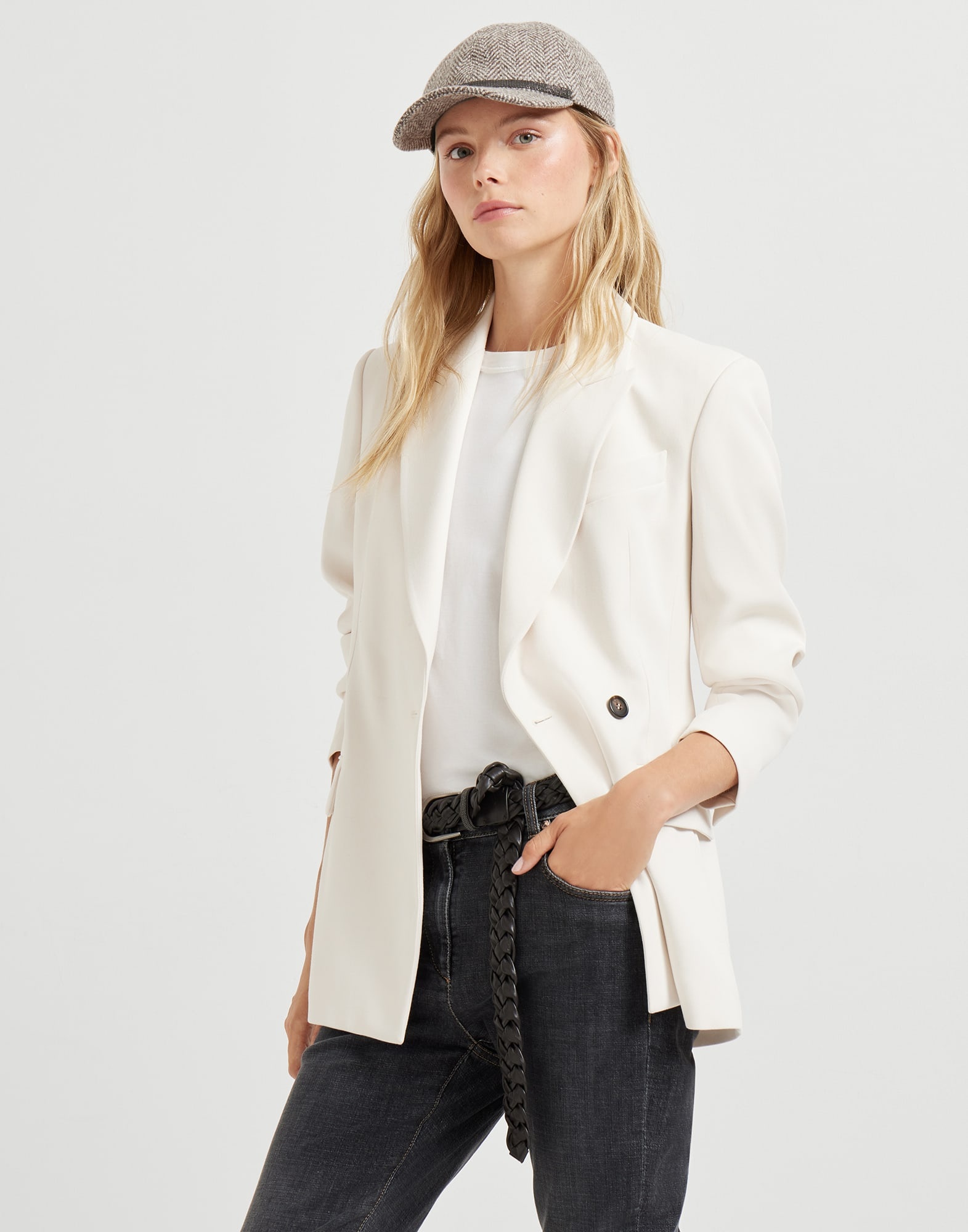 Comfort viscose couture twill blazer with monili - 4
