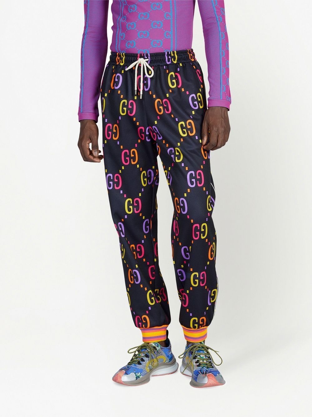 monogram-print straight-leg trousers - 3