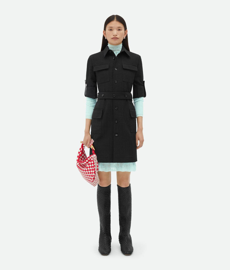 Textured Criss-Cross Belted Dress - 1