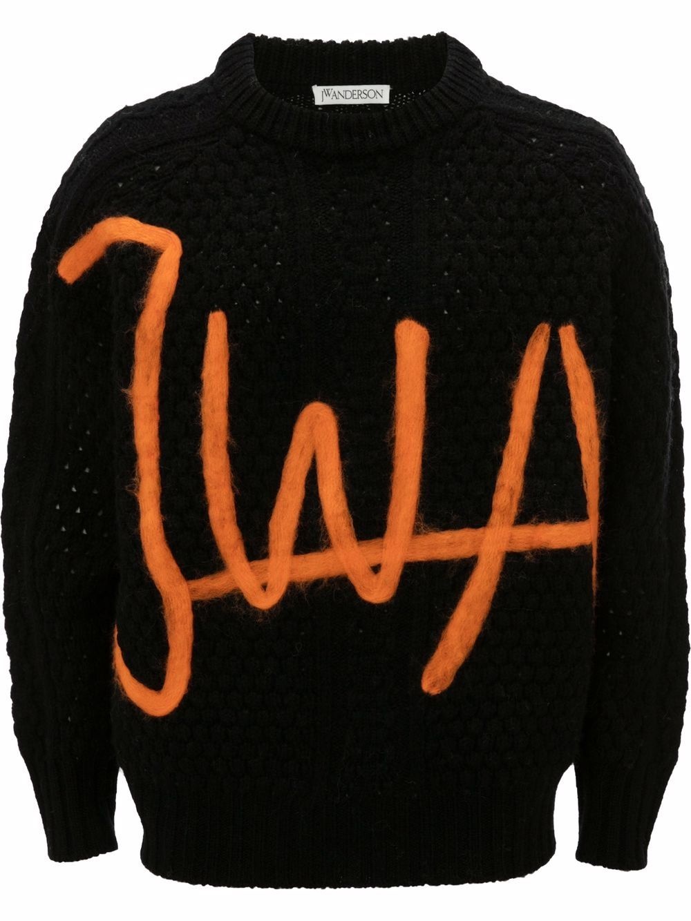 logo-print cable-knit jumper - 1