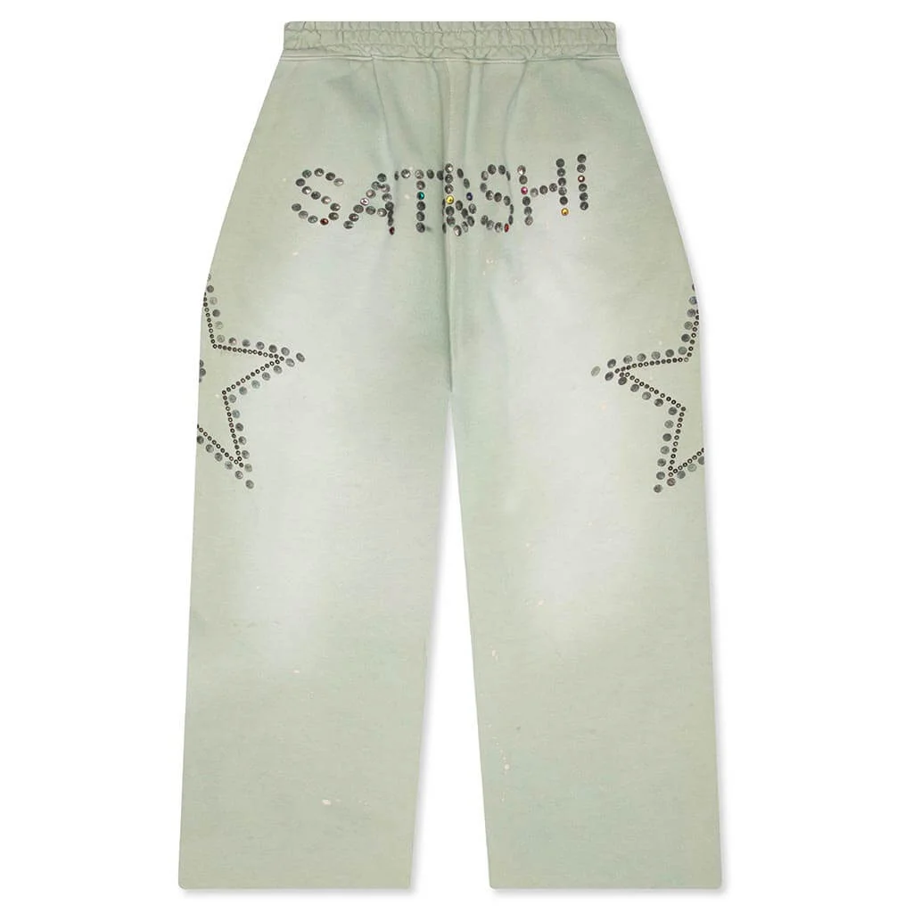 STAR STUDDED SWEATPANTS - GREEN - 1