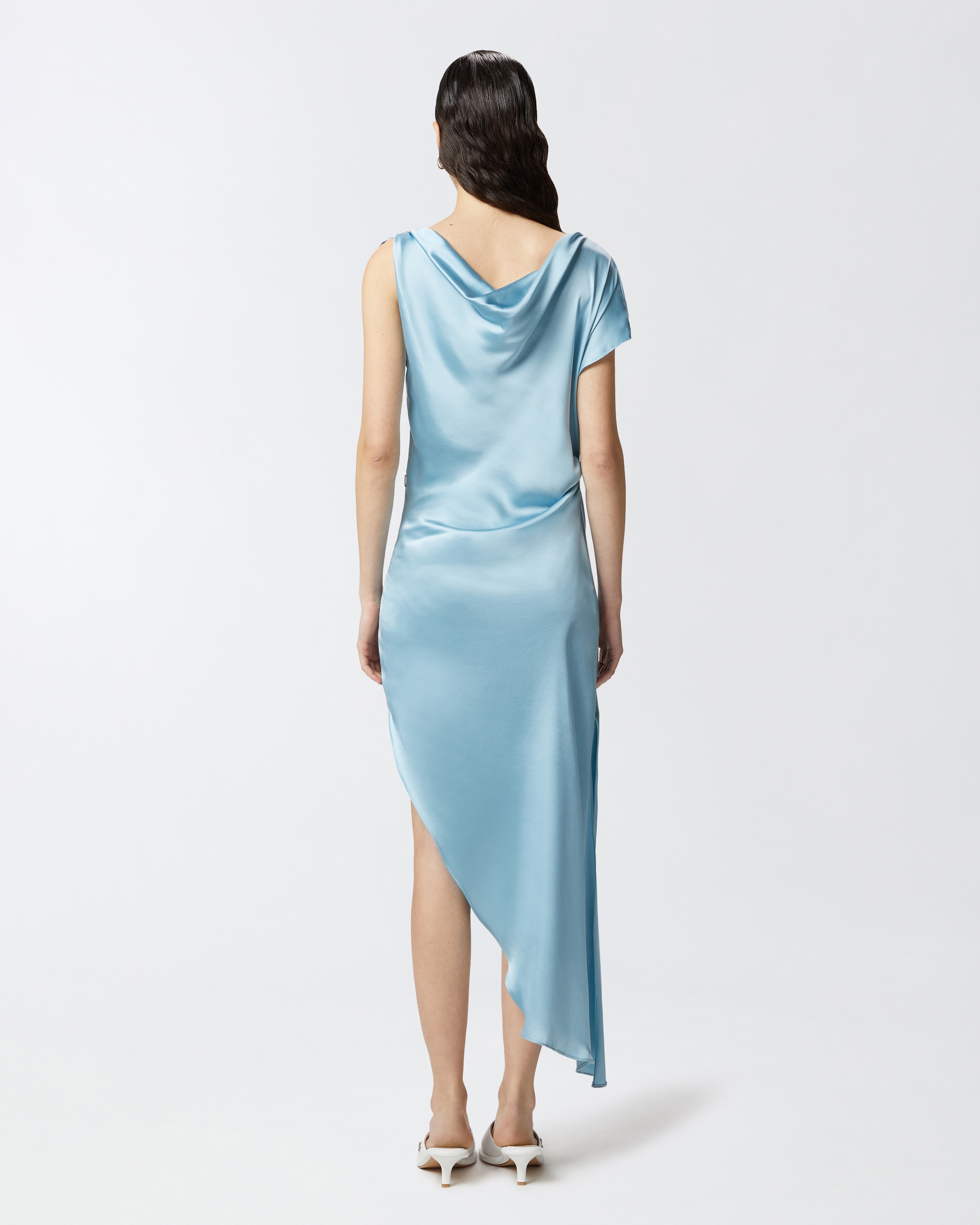 ASYMMETRIC SPECIAL-OCCASION MIDI DRESS IN SATIN - 5