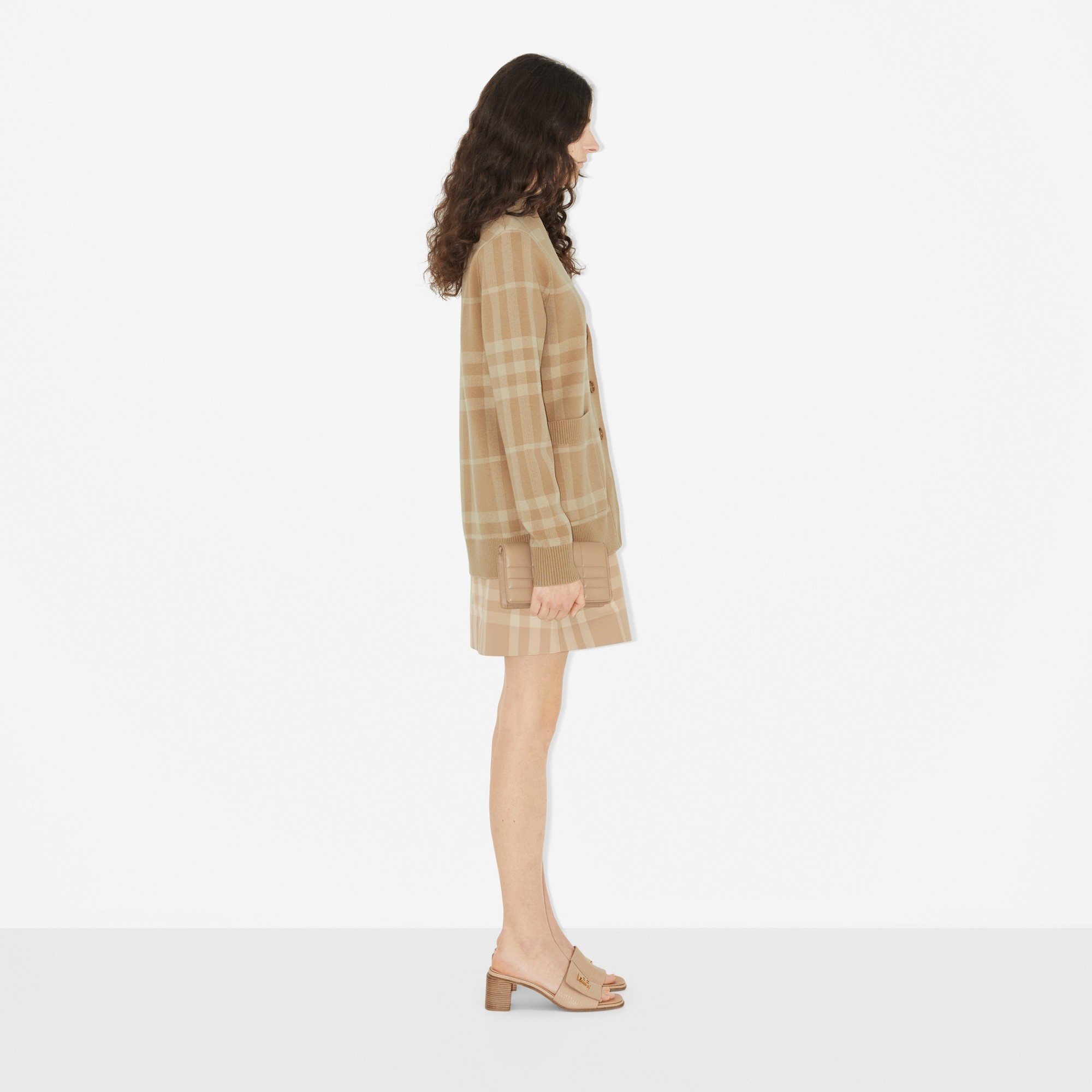 Check Wool Cashmere Jacquard Cardigan - 3