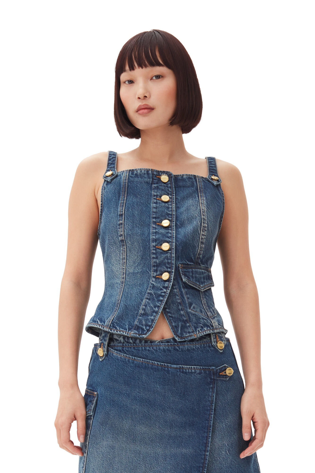 DARK BLUE HEAVY WASHED DENIM TOP - 4