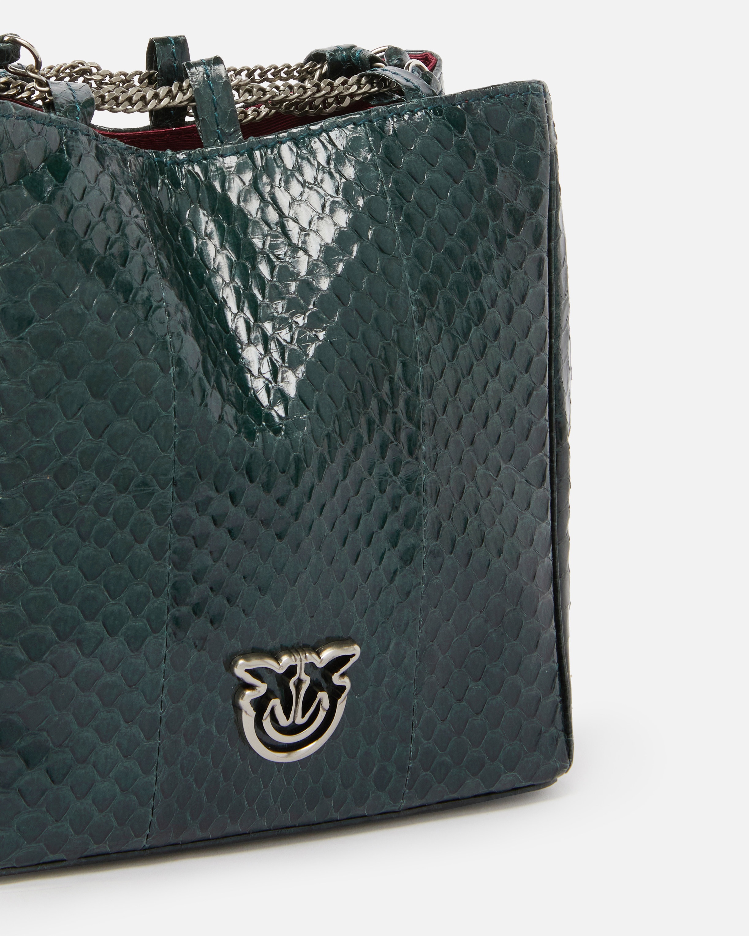 PINKO GALLERIA MINI BUCKET BAG IN SHINY REPTILE SKIN - 3