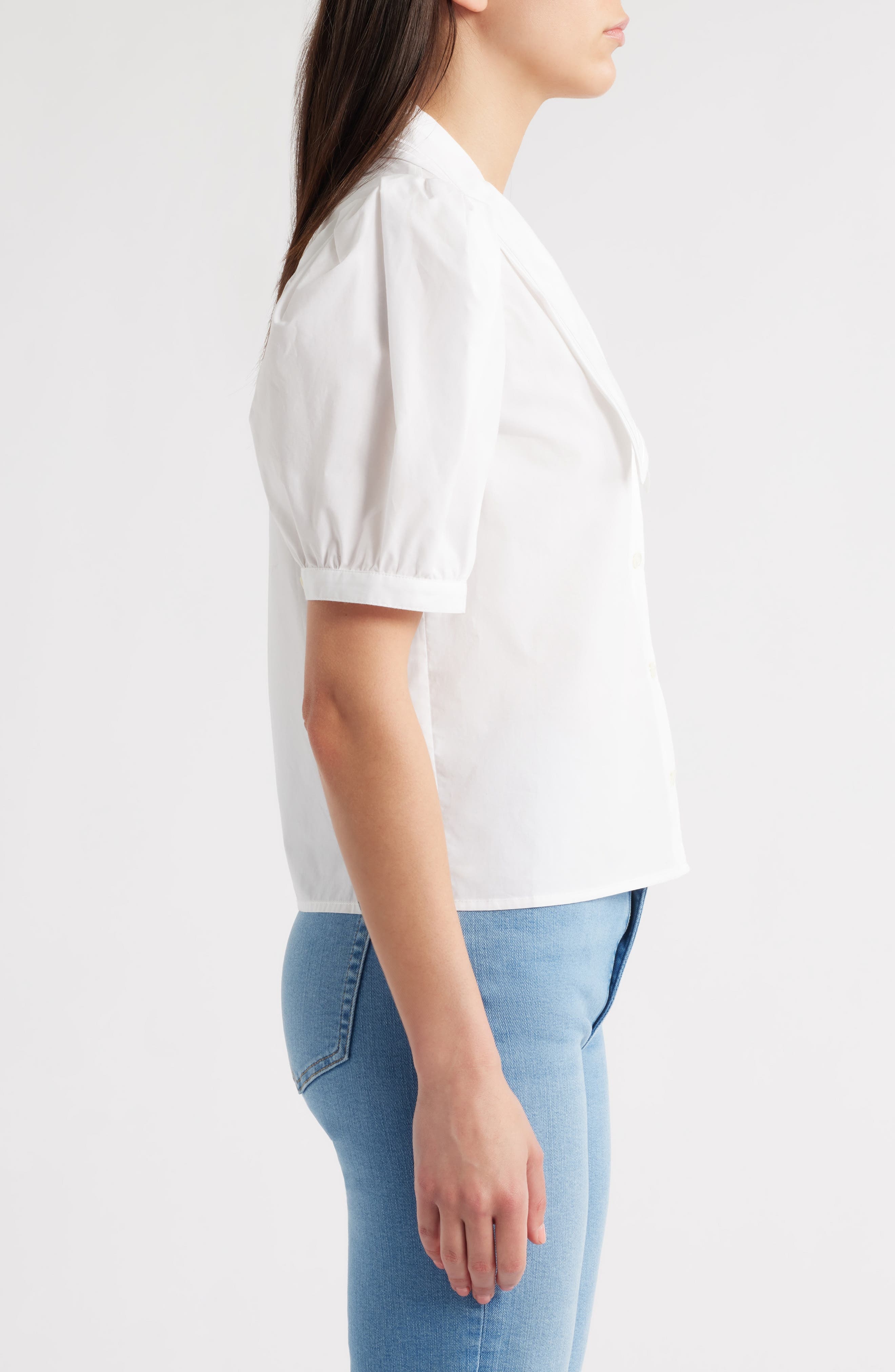 FRAME The Sailor Cotton Button-Up Top in White at Nordstrom - 2