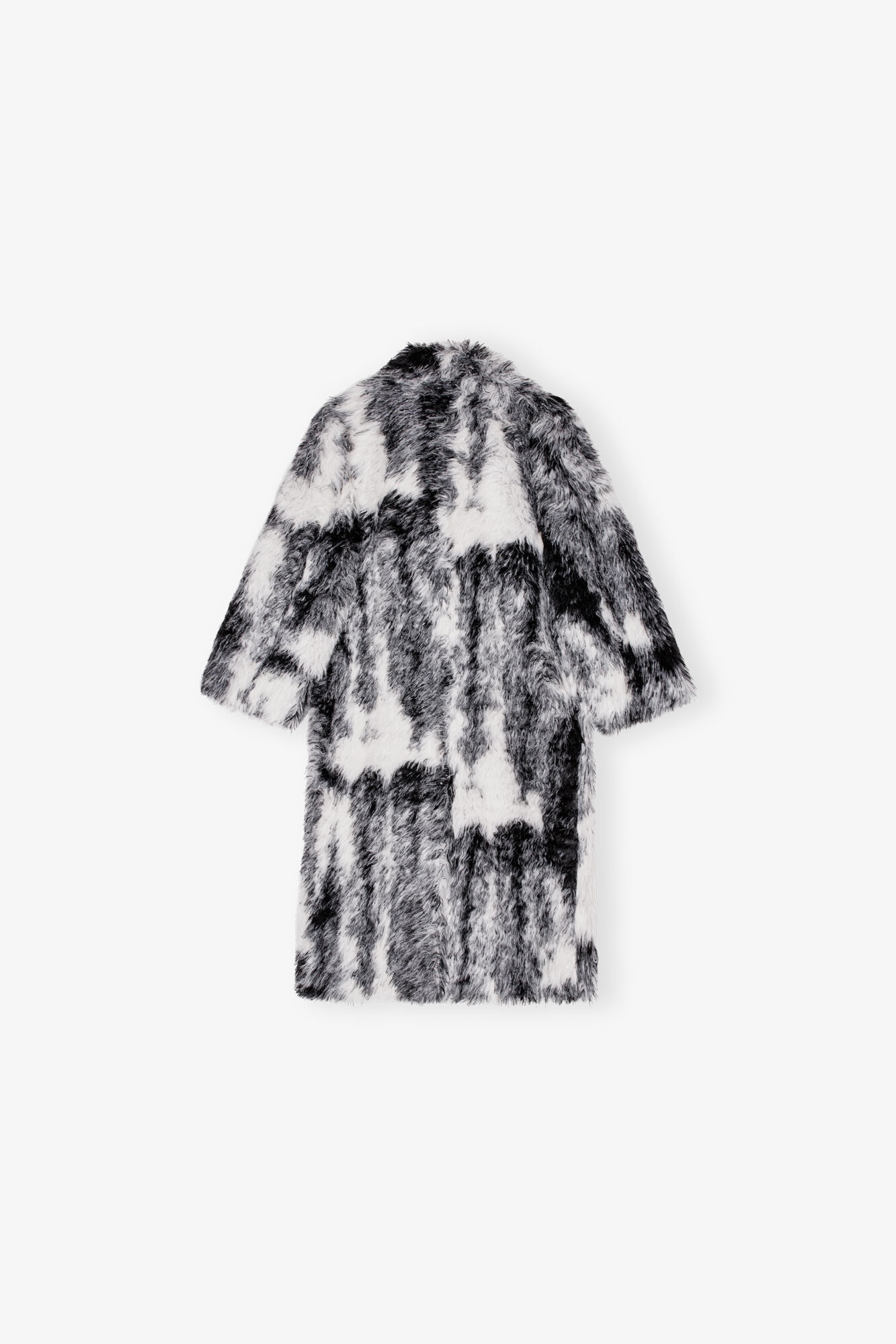 BLACK AND WHITE FAUX FUR COAT - 6