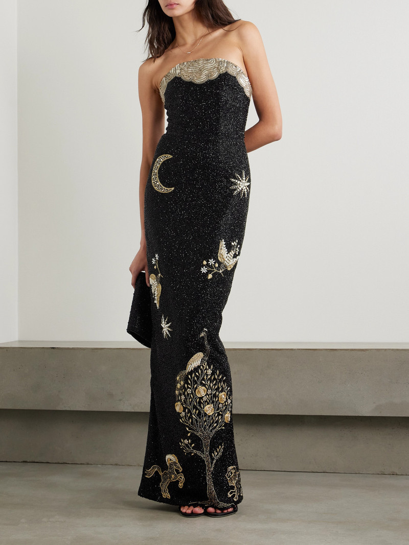 CLIO PEPPIATT Seraphina Strapless Embroidered Beaded Stretch-satin Gown outlook