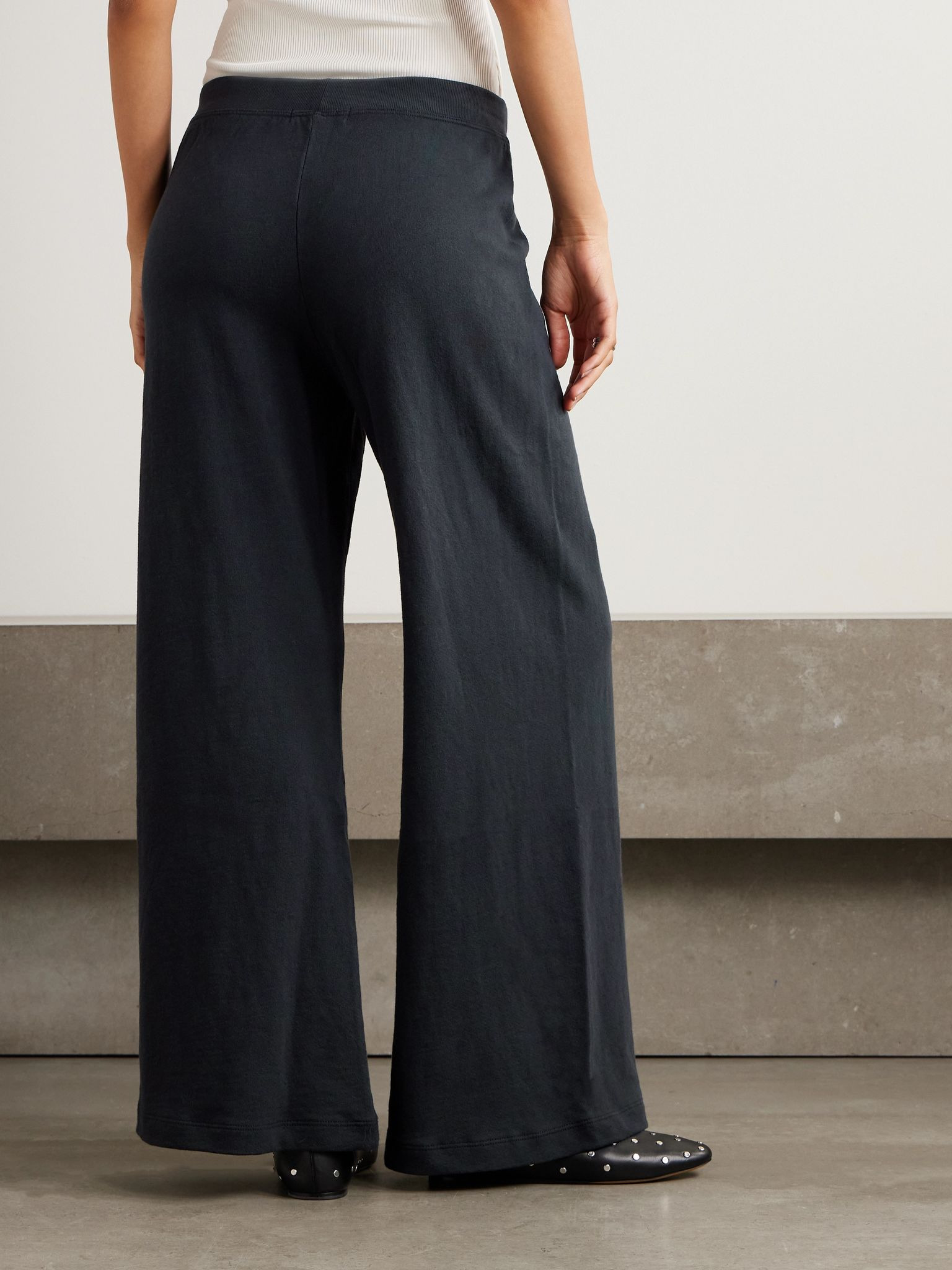 Wide-leg cotton-jersey sweatpants Black - 4