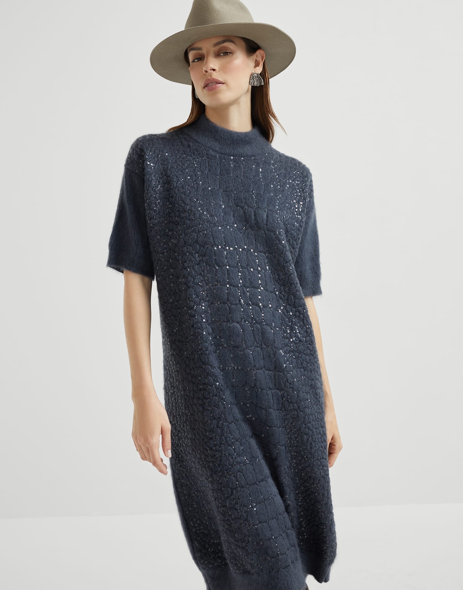 Mohair, virgin wool and cashmere knit dress with dazzling croc motif - 4
