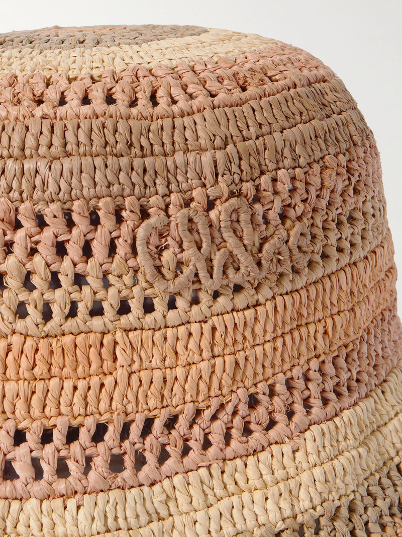 Sunset Embroidered Striped Raffia Hat 3