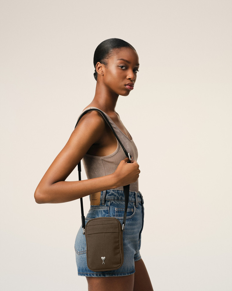 AMI Paris GREEN CANVAS SMALL AMI DE COEUR CROSSBODY BAG outlook