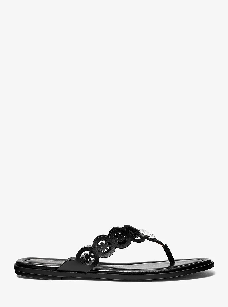 Janie Perforated Logo Leather Sandal - 1