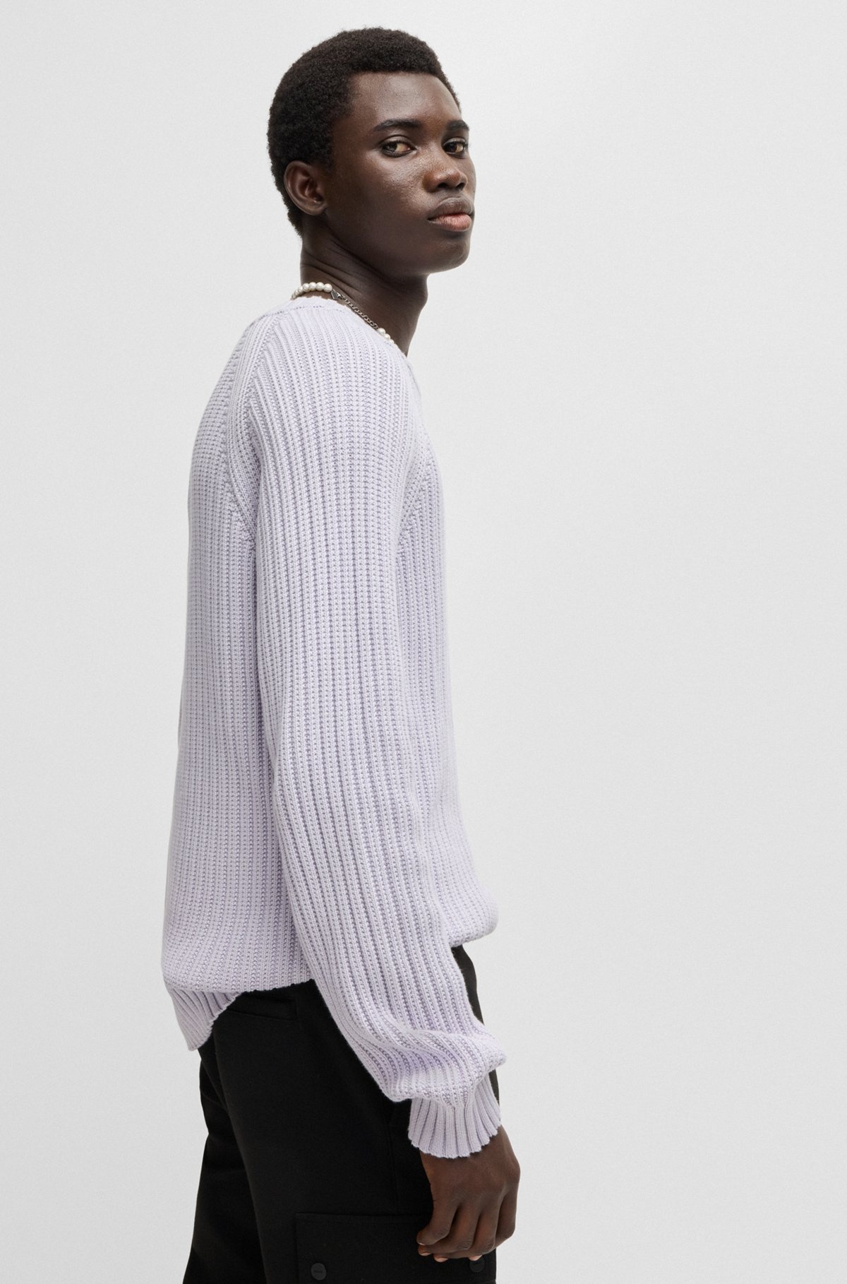 REGULAR-FIT SWEATER IN RIBBED COTTON - 5