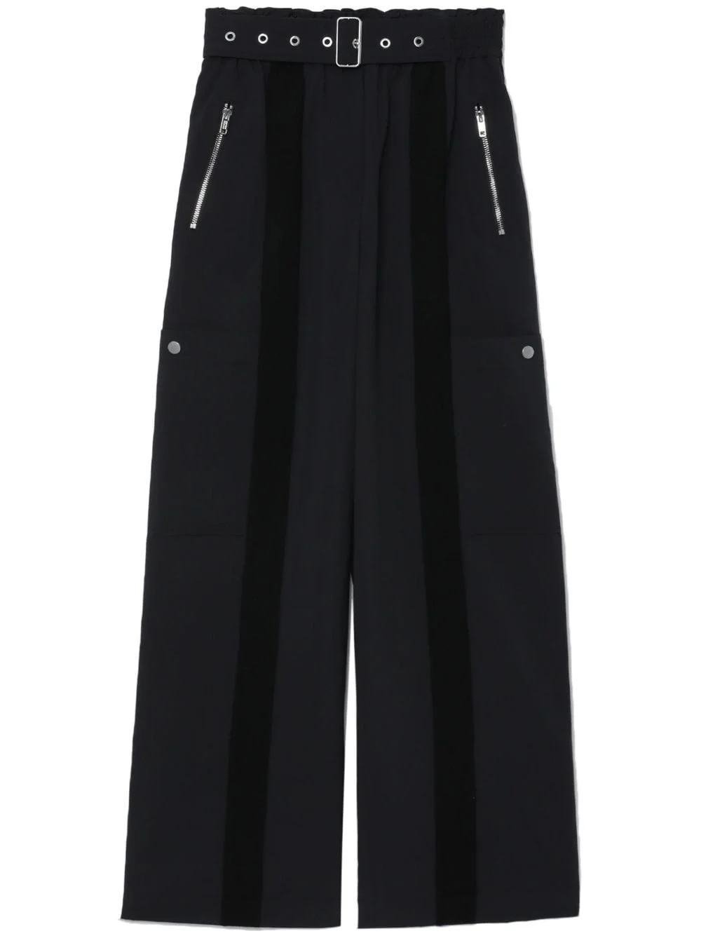 high-waisted wide-leg belted trousers - 1