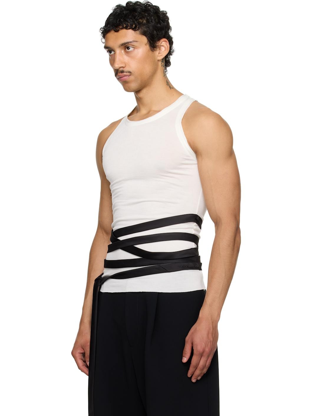 SSENSE Exclusive White Satin Tie Jersey Tank Top - 4