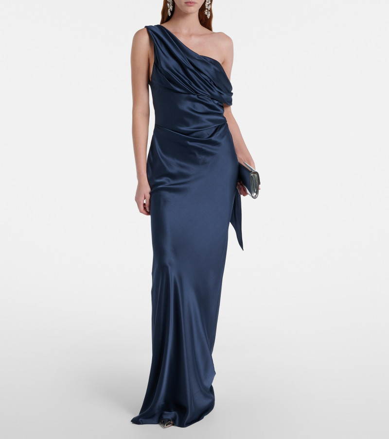 THE SEI Draped one-shoulder silk charmeuse gown outlook