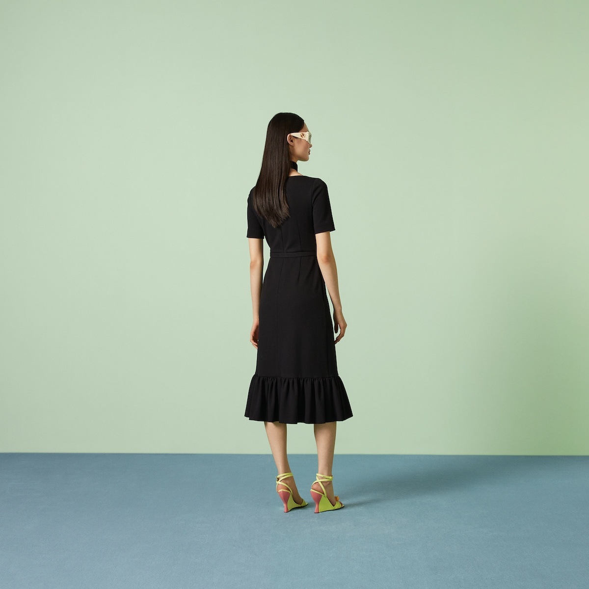 Viscose dress with Interlocking G belt - 5