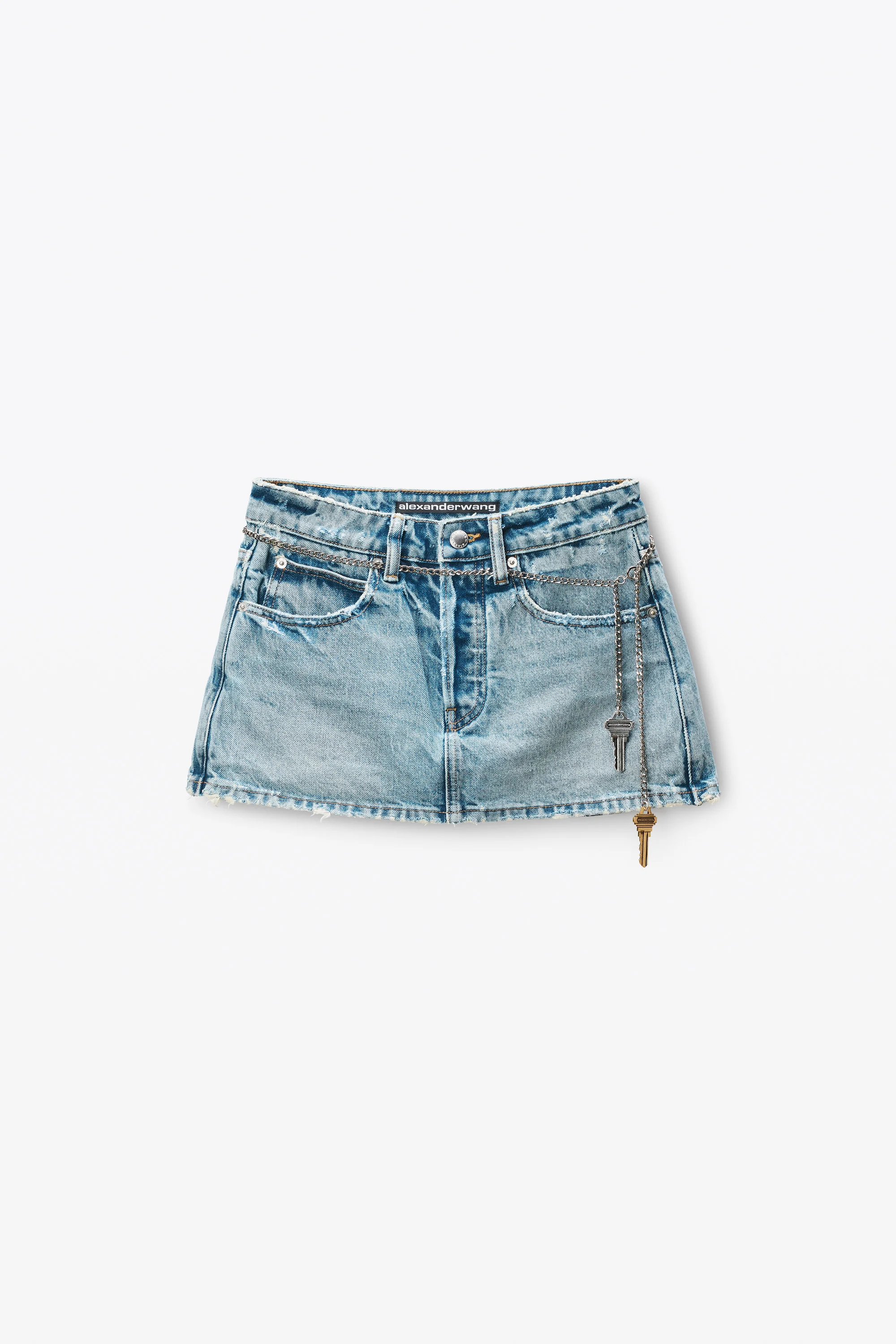 Regen Indigo Denim skort with chain belt - 1
