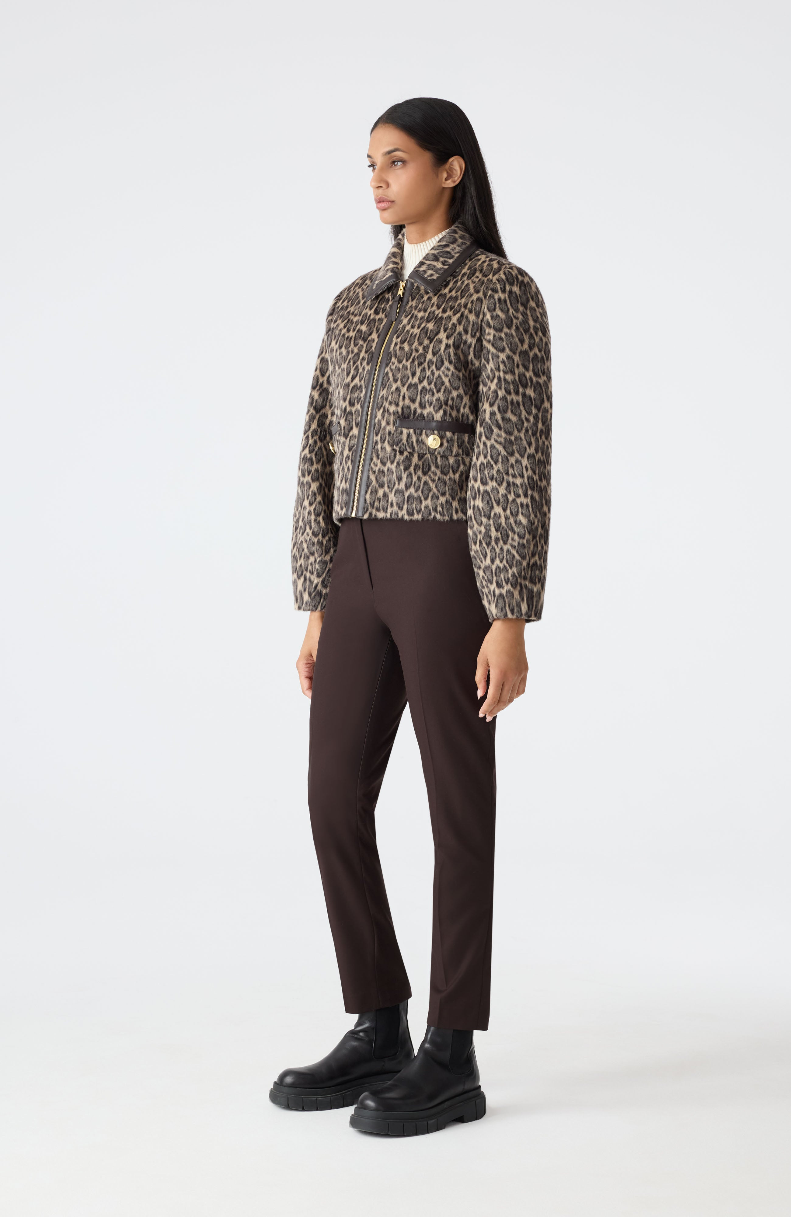 LORAH-A Animal-Print Cropped Leather Jacket - 4