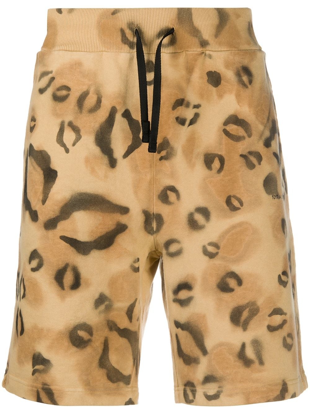 leopard-print cotton track shorts - 1