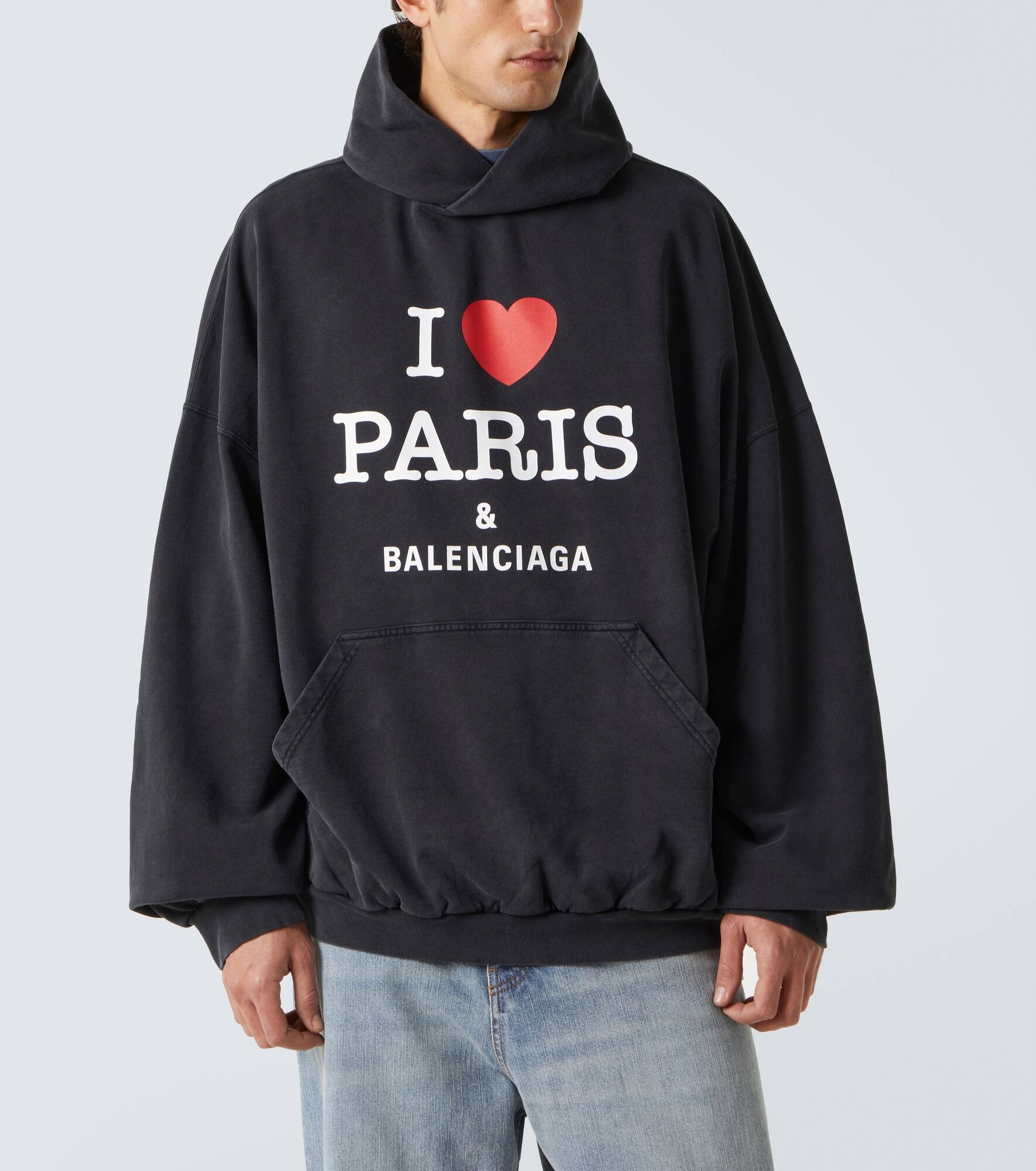 I Love Paris faded cotton hoodie - 3