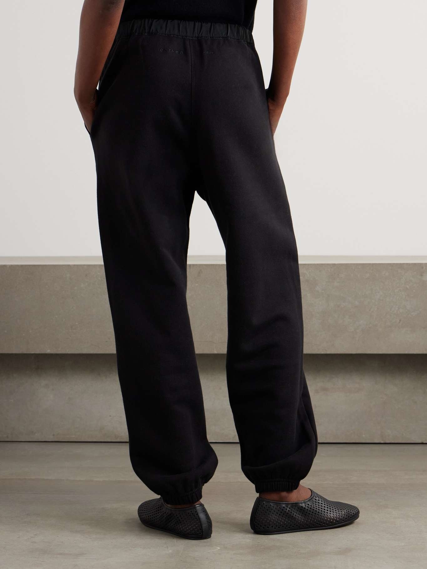 Crepe-trimmed cotton-jersey track pants Black - 3