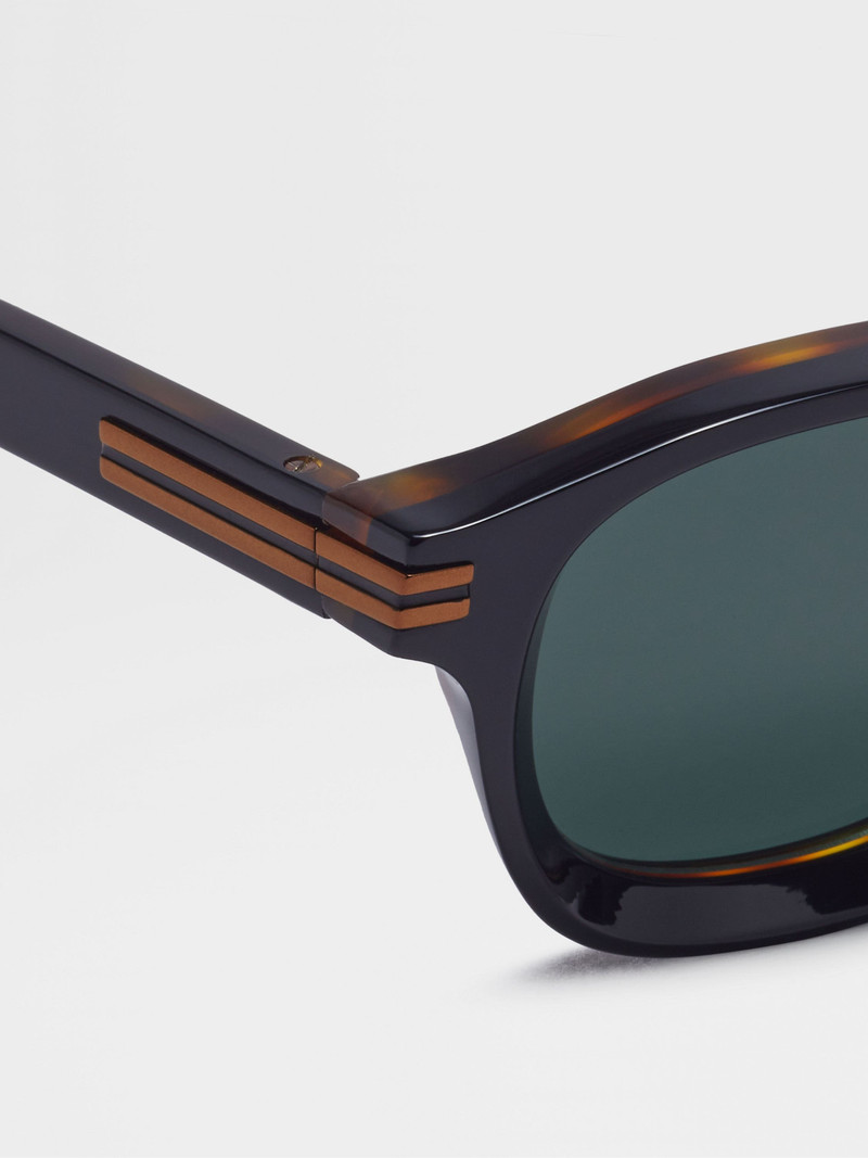 ZEGNA BLACK AND HAVANA AURORA I ACETATE SUNGLASSES outlook