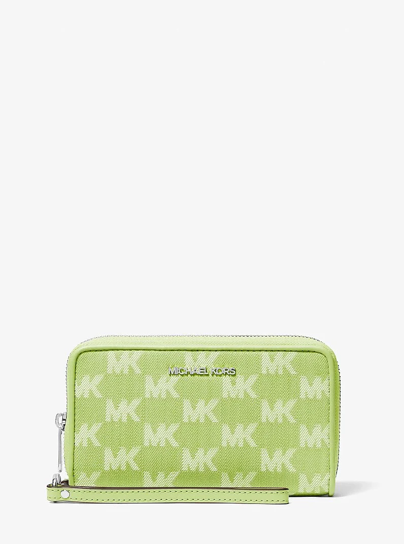 Jet Set Travel Large Logo Jacquard Denim Smartphone Wristlet - 1