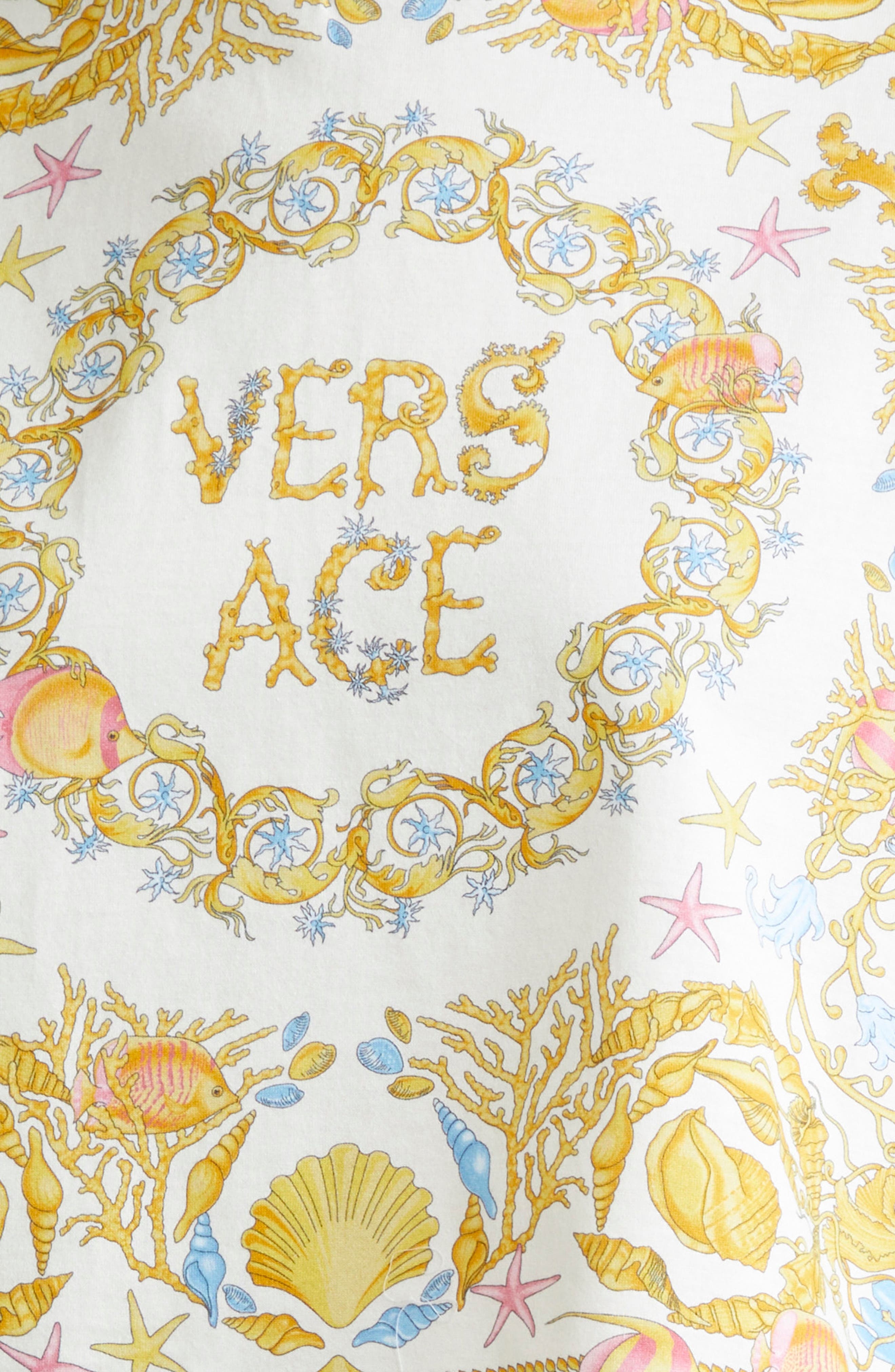 Versace Barocco Underwater Cotton T-Shirt in Eggshell Multicolor at Nordstrom - 7