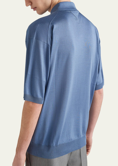 Prada Men's Silk Knit Polo Shirt outlook