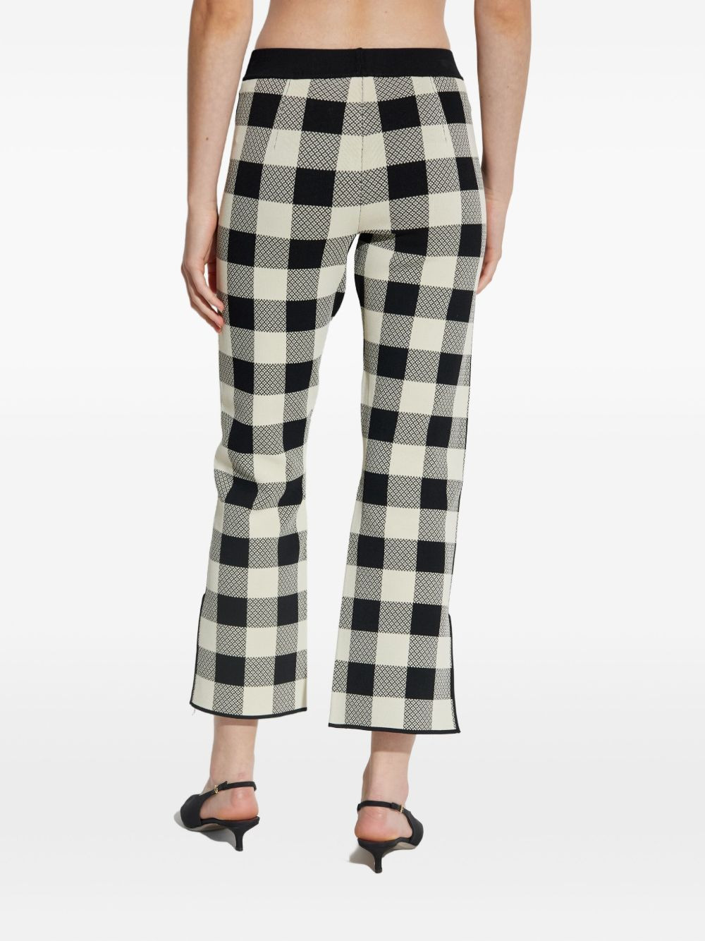 gingham-check cropped trousers - 4