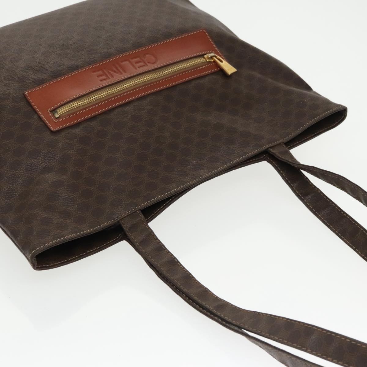 CELINE Macadam Canvas Tote Bag Pvc Leather Brown Gold - 6