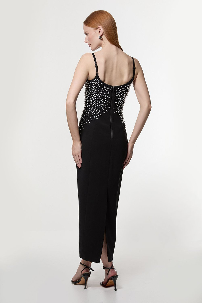 Pearl And Diamante Embellished Tailored Pencil Dress 5