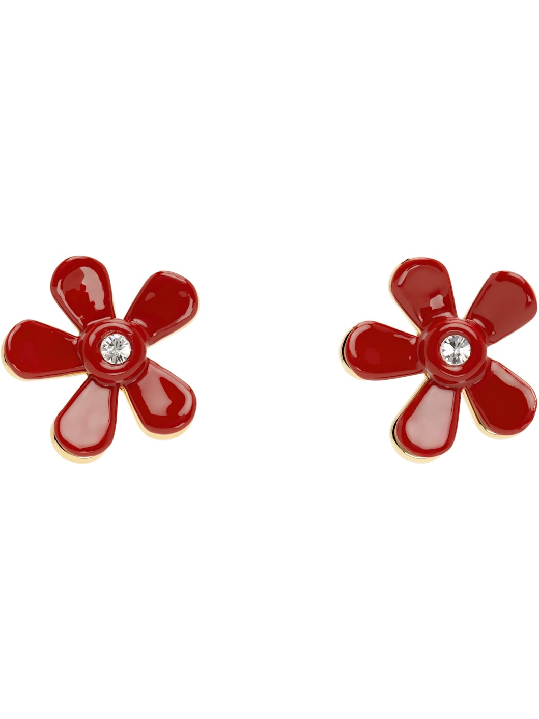 Red & Gold Flower Pop Earrings - 1