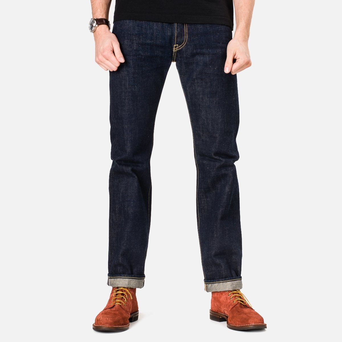 IH-666N 17oz Selvedge Denim Slim Straight Cut Jeans - Natural Indigo - 2