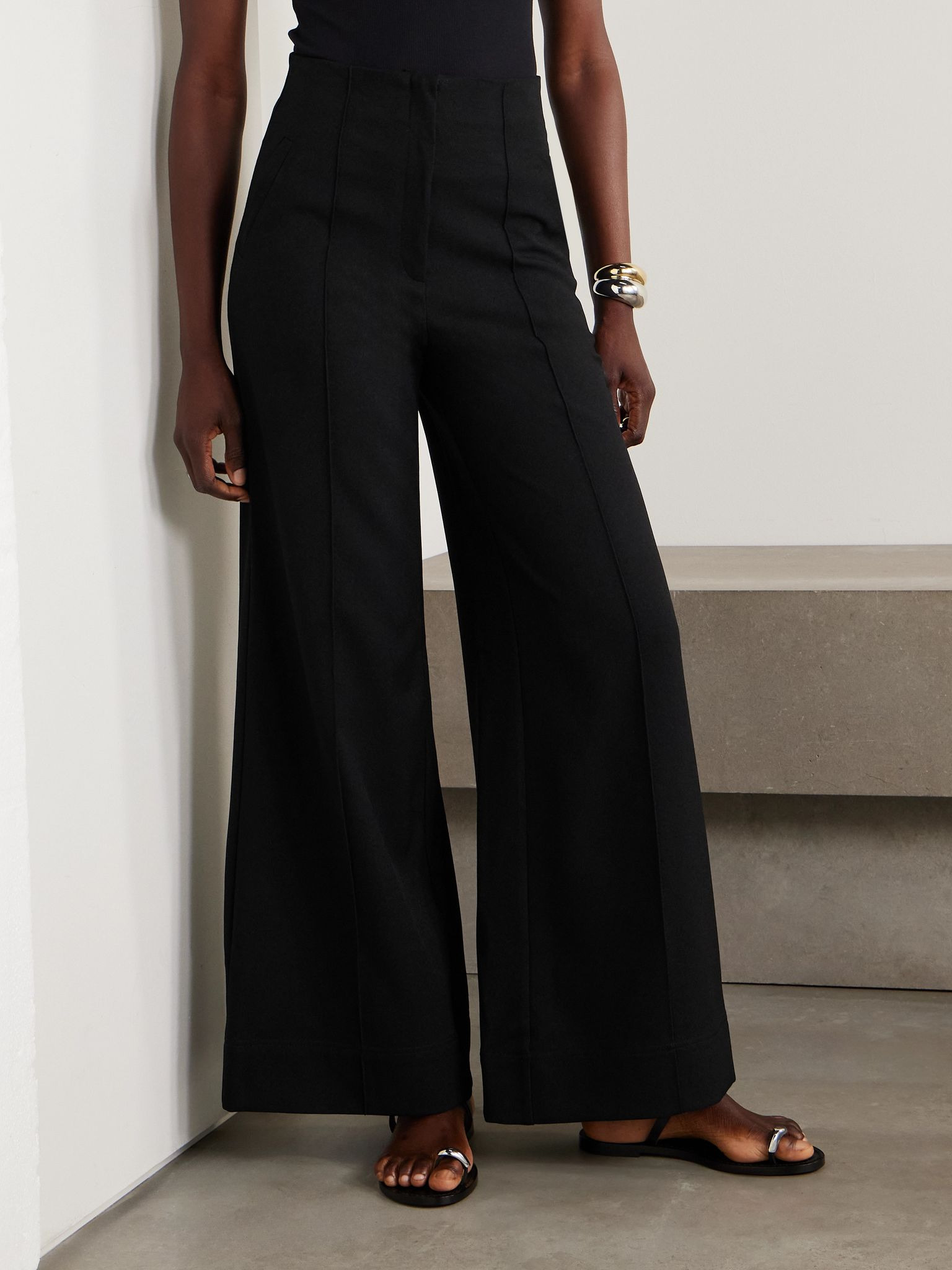 Latidos twill wide-leg pants Black - 3