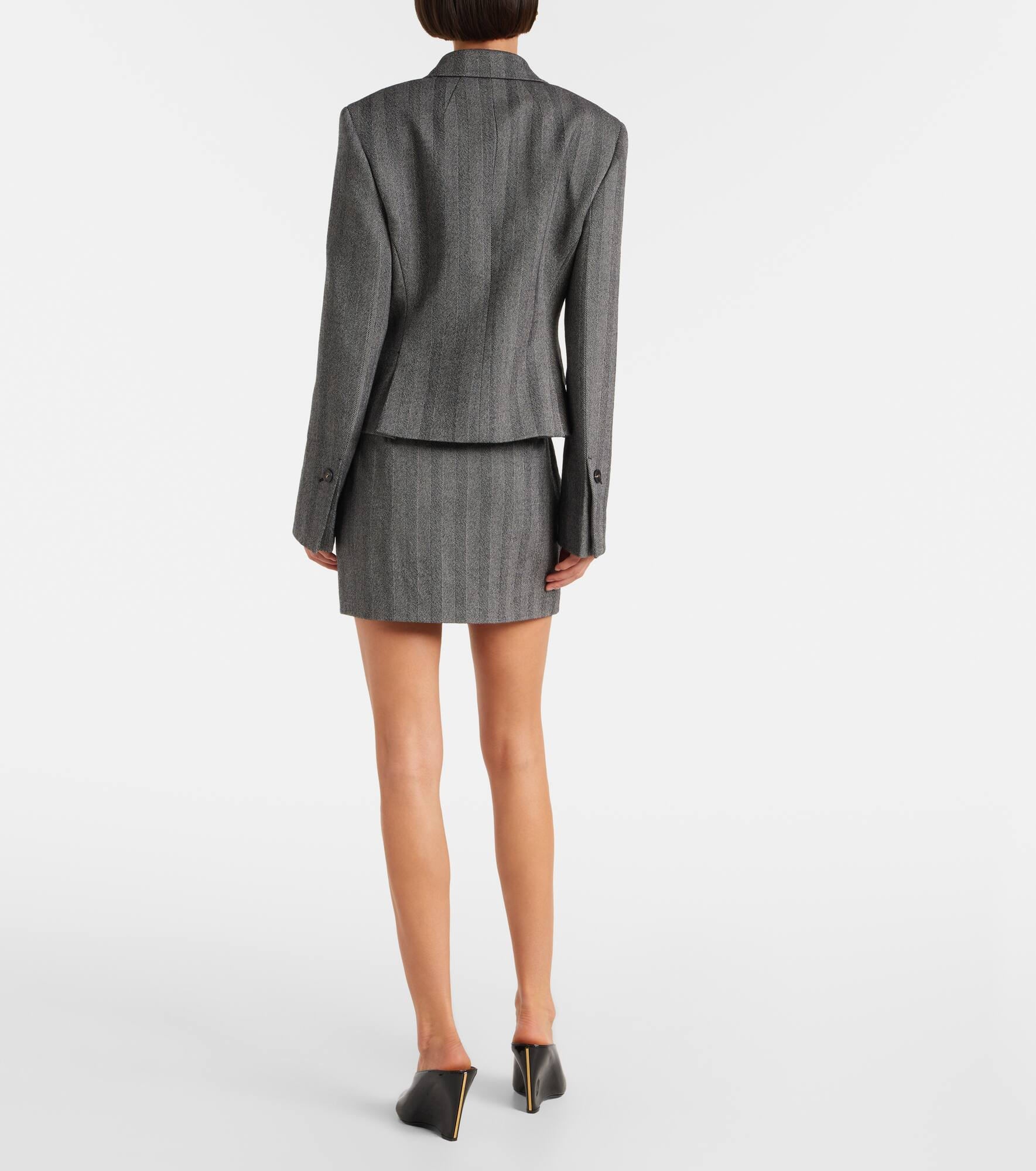 Herringbone wool-blend blazer - 3