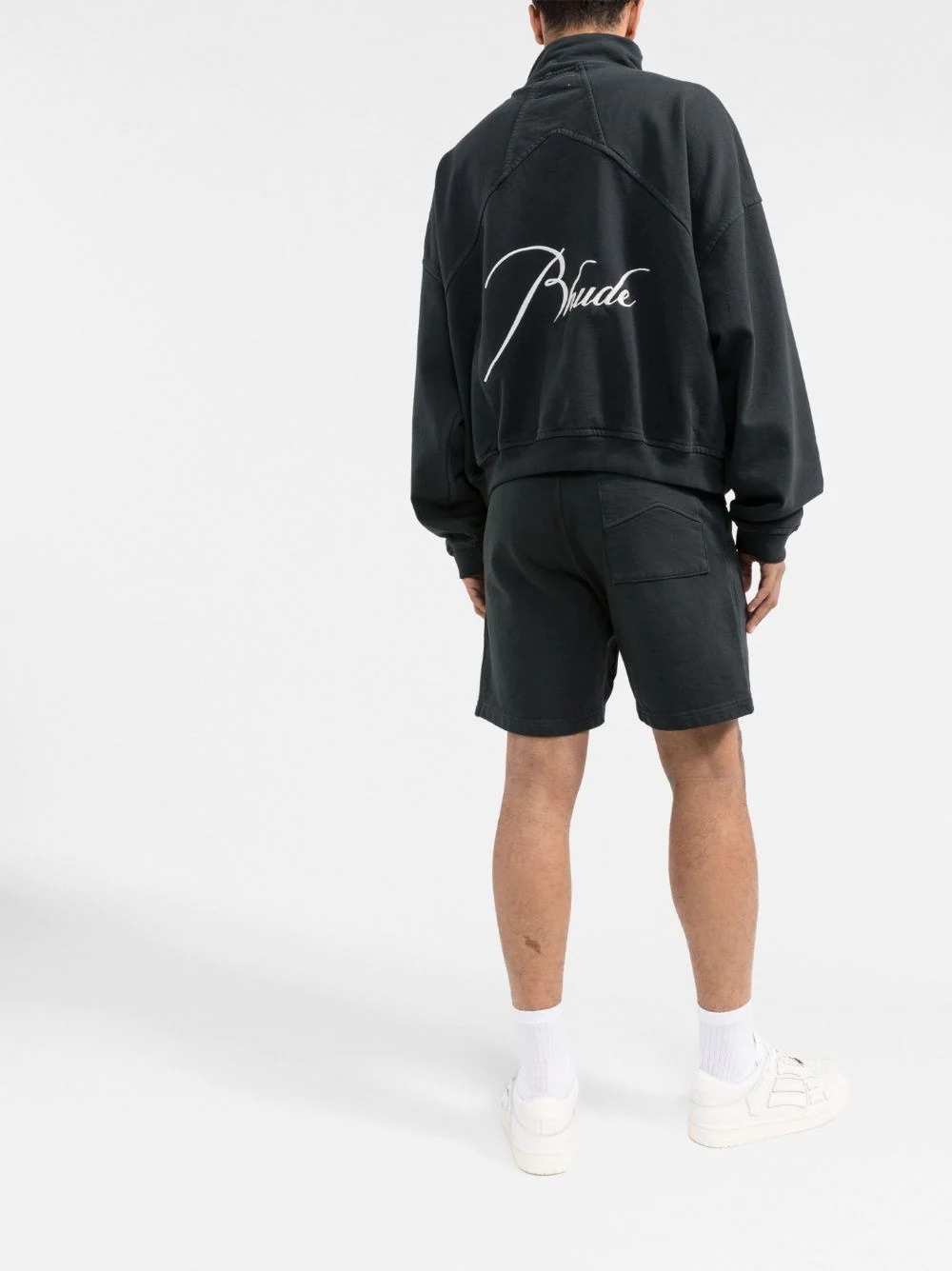 logo-embroidered half-zip sweatshirt - 4