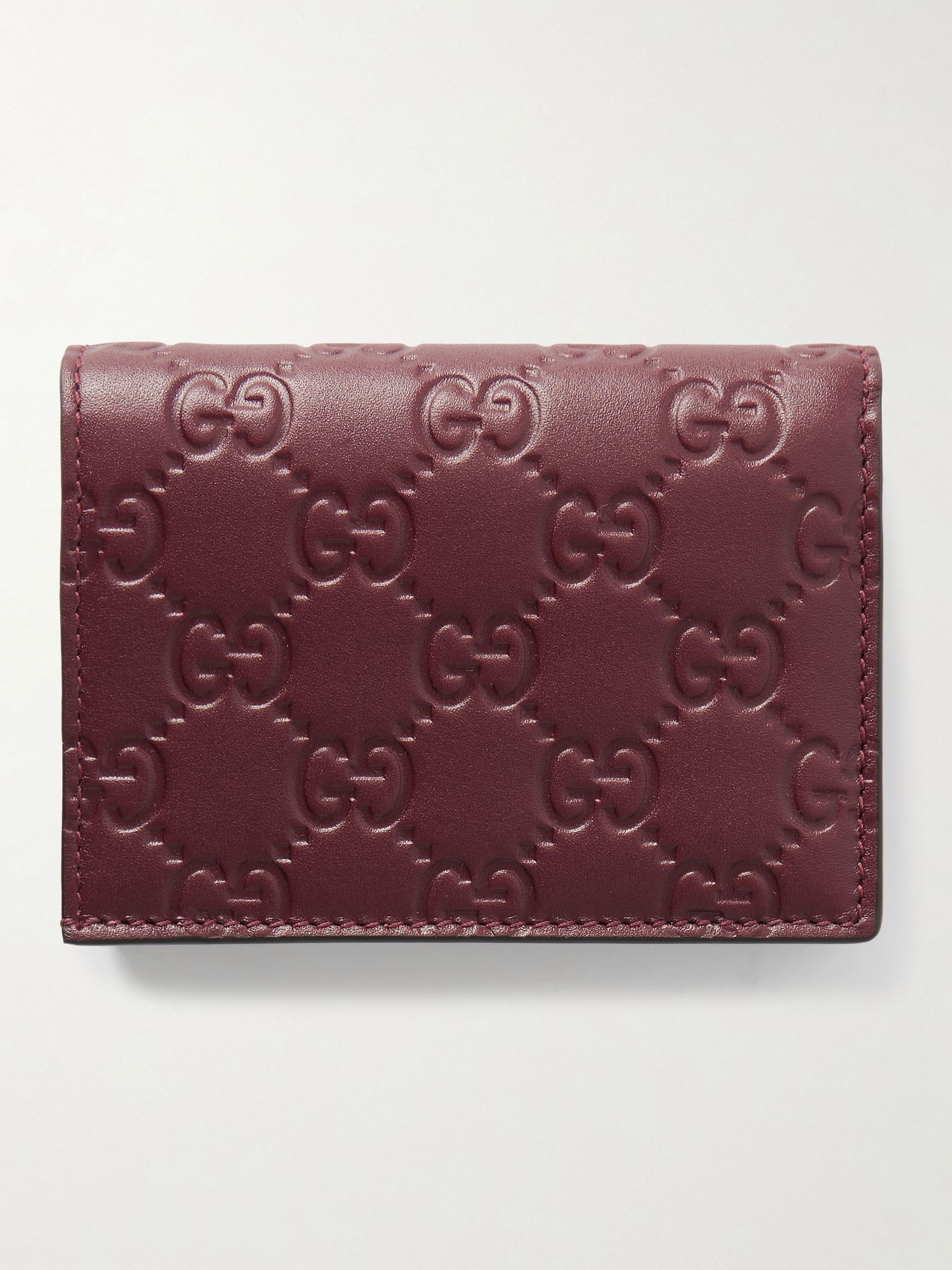 GG Emblem mini debossed leather wallet Burgundy - 3