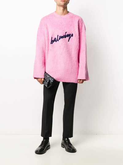 BALENCIAGA logo-embroidered crew-neck jumper outlook