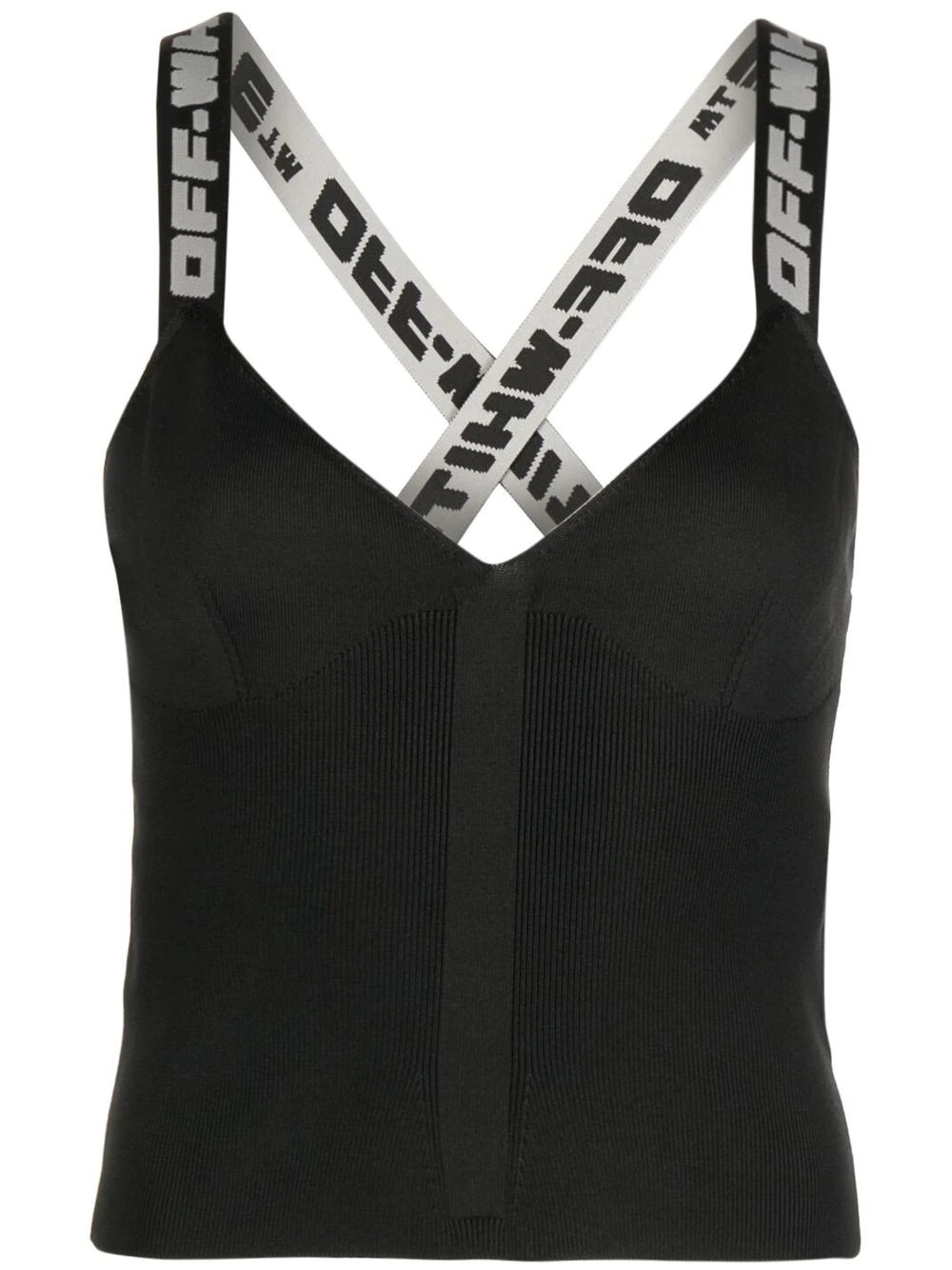 logo-tape knitted top - 1