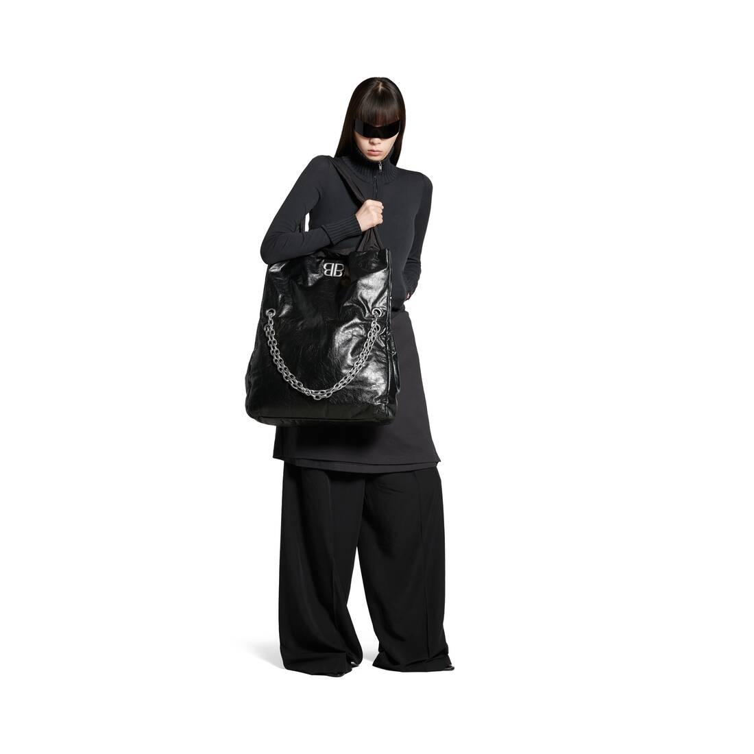 Women's Monaco Large Chain Bag Plus in Black - 2