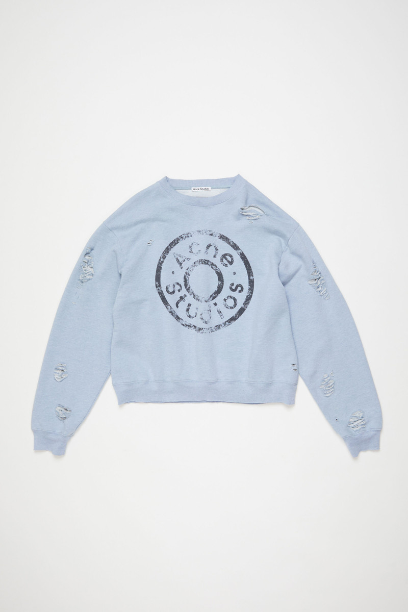 Sweater logo print distressed - Blue melange 5