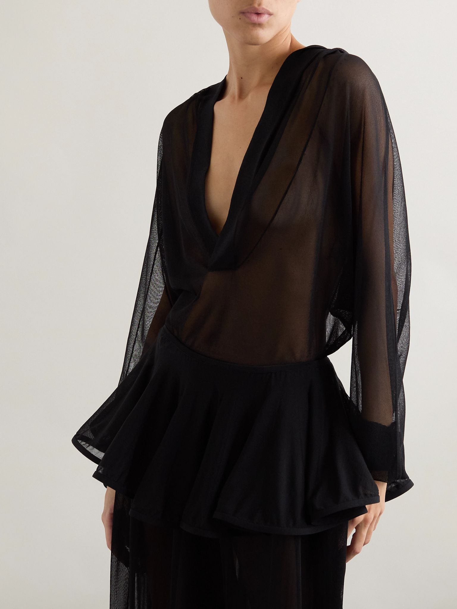 Hooded jersey bodysuit Black - 3