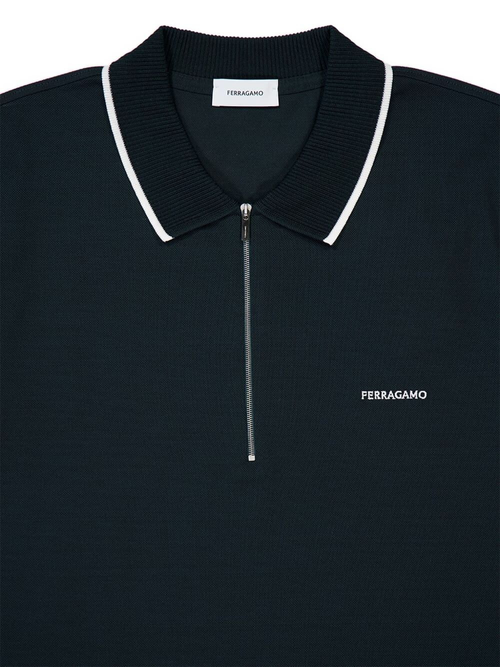 zip-neck piqué polo shirt - 3
