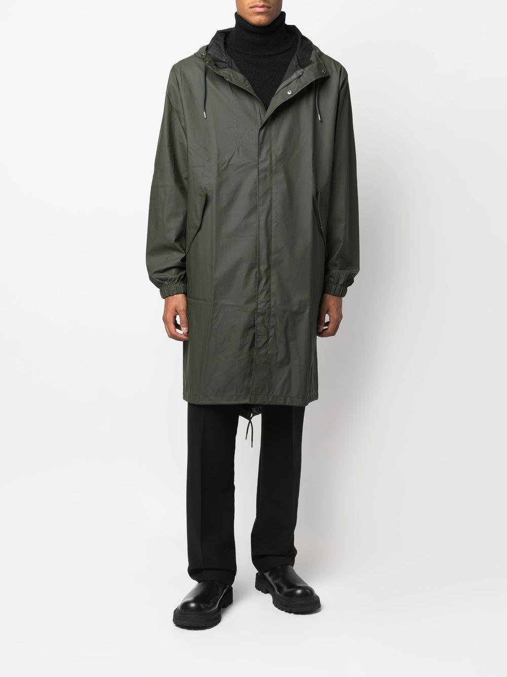 drawstring hooded raincoat - 2
